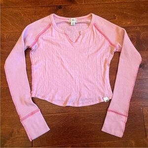 BDG Light Pink Textured Long Sleeve Top